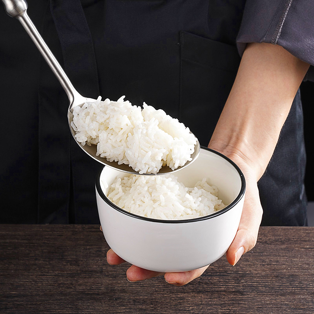 Home Cooking Utensil Set - Round Handle Stainless Steel Rice Scoop