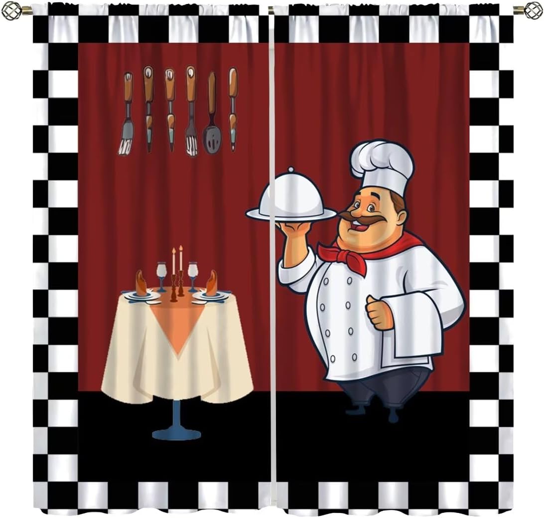 Fat Chef Kitchen Curtains ，Car - Home Cooking In French recension och pris