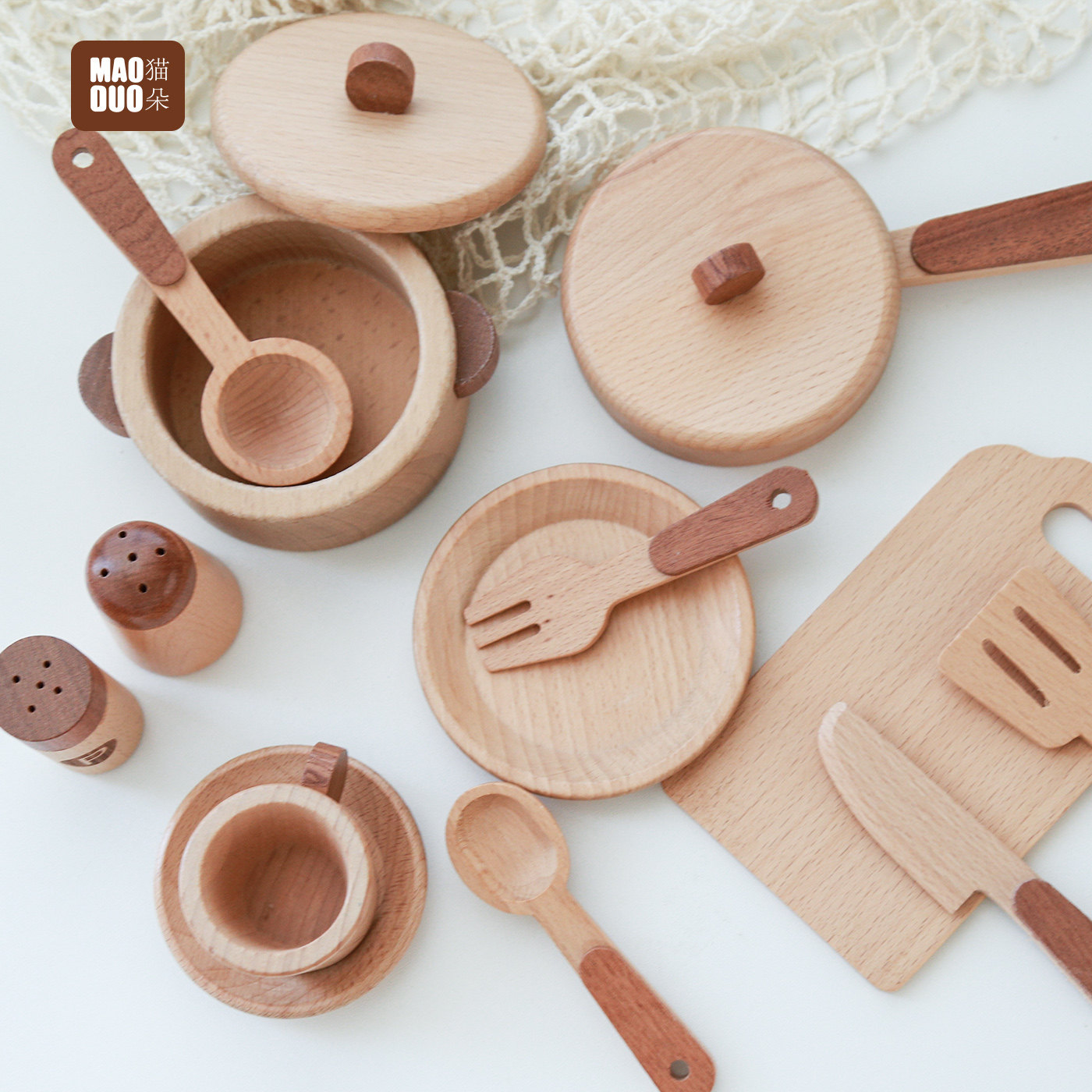 Maoduo Toys Beech Wooden Kids  - Home Cooking Utensil Set recension och pris