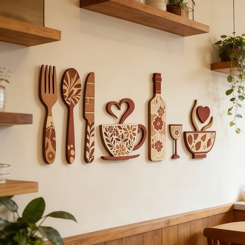 Vintage Wood Floral Kitchen Ut - Home Cooking Utensil Set recension och pris