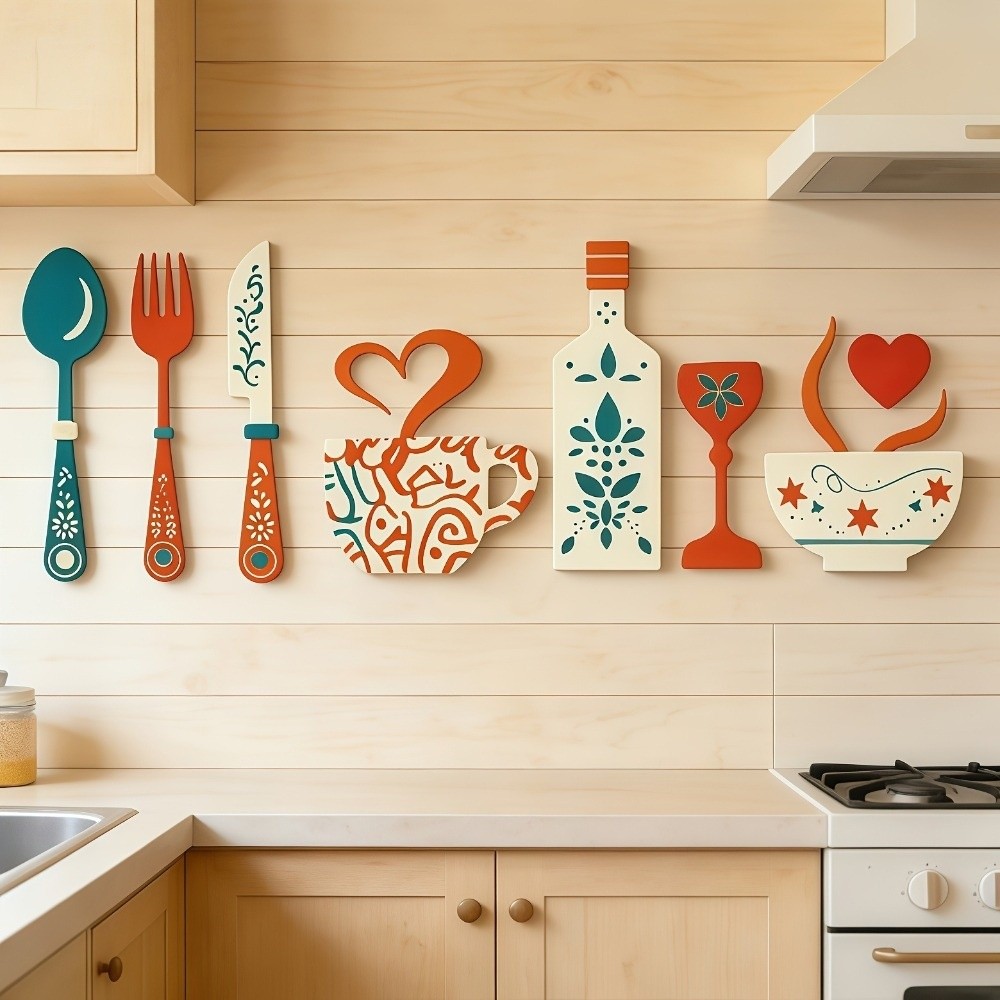 Vintage Wood Floral Kitchen Ut - Home Cooking Utensil Set recension och pris